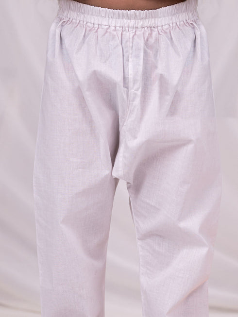 Boy's Beige Printed Jacket With Grey Kurta Pyjama Set